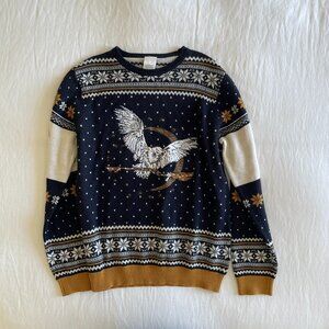 Navy Blue and Cream Sweater with Owl Design